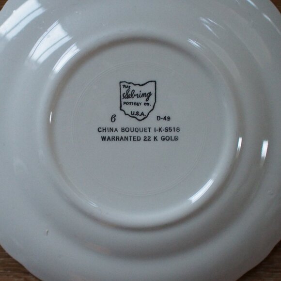 The Sebring Pottery Co. | Vintage China Bouquet Dessert/Bread Plate - Picture 3 of 3